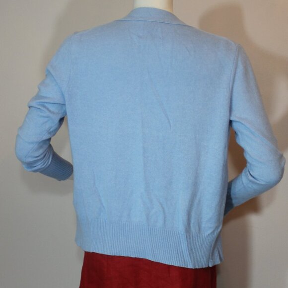 Allude Light blue v-neck button up long sleeves ribbed hem and cuffs size Small - Picture 2 of 9